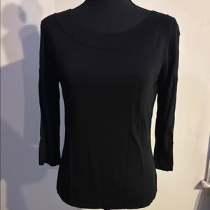Joseph A Black Fitted Blouse with Three Quarter Sleeves